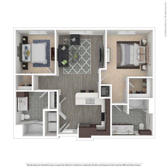 the floor plan for a two bedroom apartment at The Argon