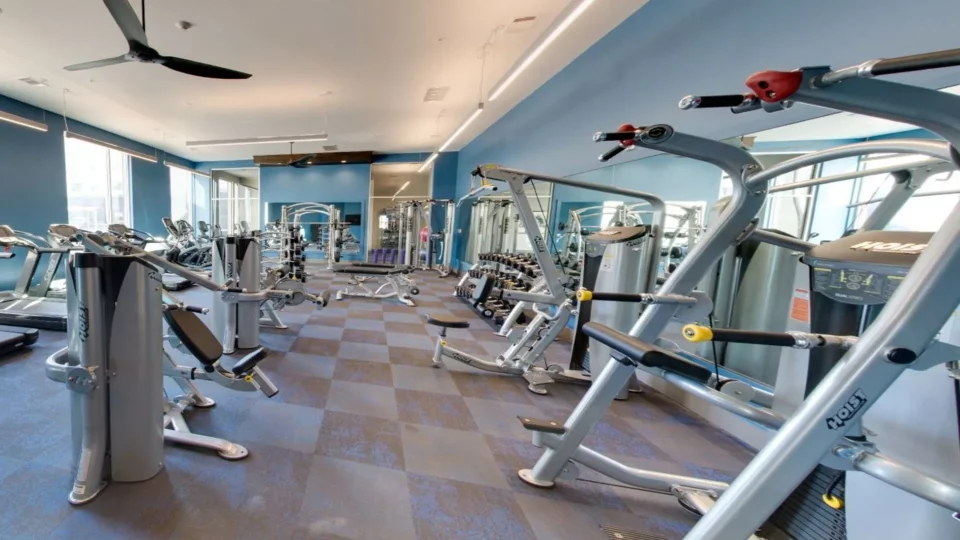 a gym room with a variety of machines and equipment at The Argon