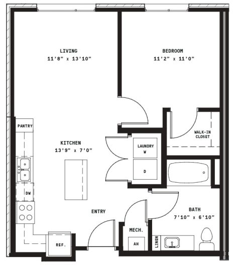 the floor plan for a two bedroom apartment at The Argon